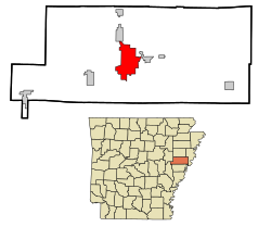 St. Francis County Arkansas Incorporated and Unincorporated areas Forrest City Highlighted